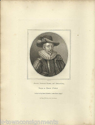 JOHN DIGBY EARL OF BRISTOL ENGLAND ANTIQUE PORTRAIT ENGRAVING PRINT 1806 - K-townConsignments