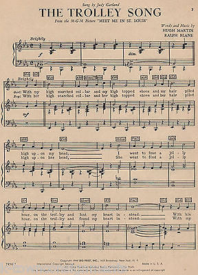 JUDY GARLAND MEET ME IN ST. LOUIS TROLLEY SONG VINTAGE GRAPHIC SHEET MUSIC 1940 - K-townConsignments