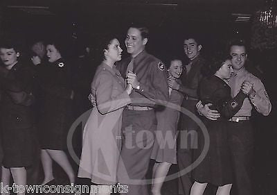 WAC WOMEN IN UNIFORM DANCE PARTY WITH GI BOYS FUN VINTAGE WWII SNAPSHOT PHOTOS - K-townConsignments