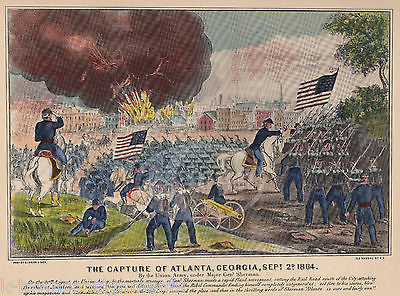 ATLANTA GEORGIA BATTLE VINTAGE CIVIL WAR GRAPHIC ILLUSTRATION POSTER PRINT - K-townConsignments