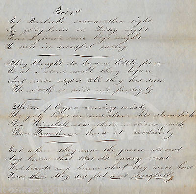 PEMBROKE ACADEMY NEW HAMPSHIRE ANTIQUE PARODY SONG HANDWRITTEN SIGNED LETTER - K-townConsignments