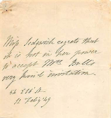 CATHERINE SEDGWICK EARLY AMERICAN AUTHOR NOVELIST ANTIQUE AUTOGRAPH SIGNED NOTE - K-townConsignments