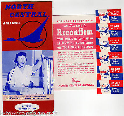 NORTH CENTRAL AIRLINES VINTAGE GRAPHIC ADVERTISING FLIGHT PACKET WITH FLYERS - K-townConsignments