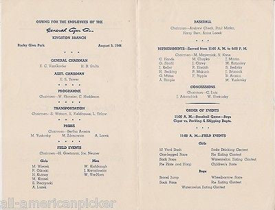GENERAL CIGAR COMPANY VINTAGE WWII EMPLOYEES PICNIC BASEBALL GAME DAY PROGRAM - K-townConsignments