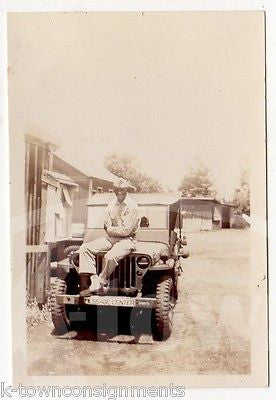 AFRICAN AMERICAN ARMY SOLDIERS IN MILITARY JEEPS VINTAGE WWII SNAPSHOT PHOTOS - K-townConsignments