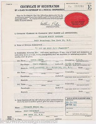 EDDIE DEAN LITTLE DOG CRIED JIMMY ROGERS SONGWRITER AUTOGRAPH SIGNED CONTRACT - K-townConsignments