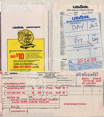 US AIR AIRLINE PITTSBURGH TO NY VINTAGE GRAPHIC ADVERTISING FLIGHT TICKET STUB - K-townConsignments