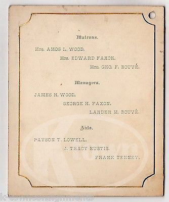 BERKELEY HALL GERMANS GERMANIA ORCHESTRA BOSTON ANTIQUE DANCE CARD PROGRAM 1883 - K-townConsignments