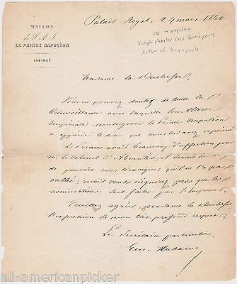 EMILE HUBAINE NAPOLEON AUTHOR & SECRETARY ANTIQUE AUTOGRAPH SIGNED LETTER 1860 - K-townConsignments