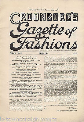 CROONBORG'S GAZETTE OF FASHIONS ANTIQUE ILLUSTRATED DRESS CLOTHING MAGAZINE 1919 - K-townConsignments