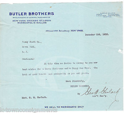 BUTLER BROTHERS WHOLESALERS NY H. REDDY AUTOGRAPH SIGNED ANTIQUE LETTERHEAD 1916 - K-townConsignments