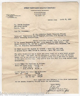 GREAT NORTHERN RAILWAY COMPANY BOSTON ANTIQUE SIGNED STATIONERY LETTERHEAD 1937 - K-townConsignments