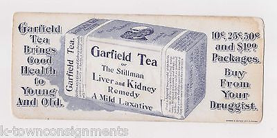 GARFIELD TEA LIVER KIDNEY LAXATIVE REMEDY ANTIQUE MEDICINE AD INK BLOTTER - K-townConsignments