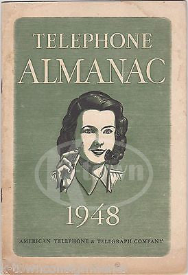 BELL AMERICAN TELEPHONE & TELEGRAPH CO VINTAGE ILLUSTRATED TELEPHONE ALMANAC '48 - K-townConsignments