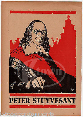 PETER STUYVESANT NEW YORK CITY COLONY ANTIQUE GRAPHIC ILLUSTRATION PRINT - K-townConsignments
