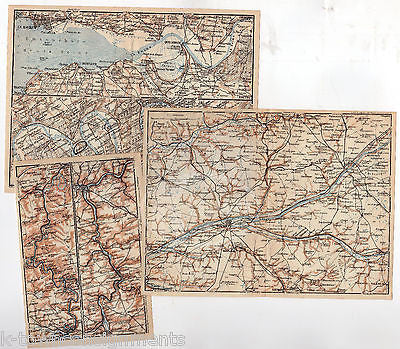 TOURS ROUES FUMAY COURONNE FRANCE ANTIQUE FOLD-OUT MAPS LOT WAGNER LEIPZIG 1909 - K-townConsignments