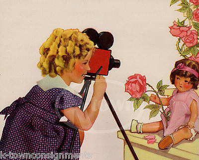 SHIRLEY TEMPLE MAKING MOVIE CUTE BABY DOLL ANTIQUE GRAPHIC ILLUSTRATION PRINT - K-townConsignments