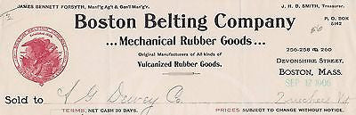 BOSTON BELTING COMPANY VULCANIZED RUBBER ANTIQUE GRAPHIC ADVERTISING STATIONERY - K-townConsignments