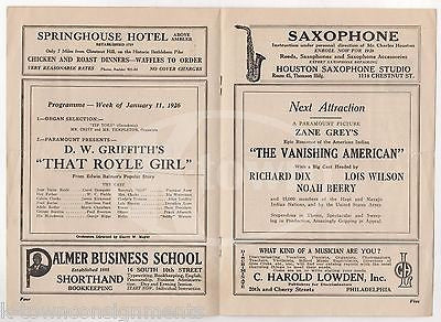 W. C. FIELDS THAT ROYLE GIRL D. W. GRIFFITH ANTIQUE STANTON THEATRE PROGRAM 1926 - K-townConsignments