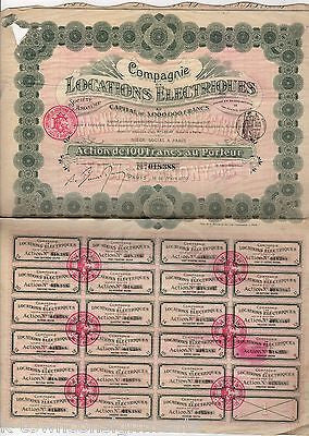 SOCIETE ANTONYME ELECTRIQUES FRENCH UTILITIES CORPORATION STOCK CERTIFICATES - K-townConsignments