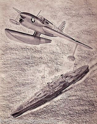 CURTISS SO3C-1 NAVY SEA PLANE VINTAGE WWII MILITARY AVIATION GRAPHIC ART PRINT - K-townConsignments