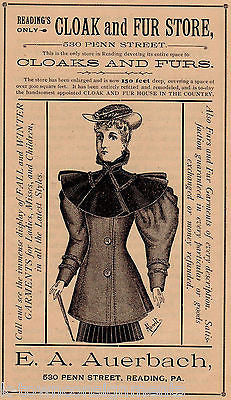 E. A. Auerbach Cloaks & Fur Store Reading PA Antique Graphic Advertising Print - K-townConsignments