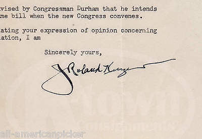 J. ROLAND KINZER LANCASTER PA CONGRESSMAN VINTAGE AUTOGRAPH SIGNED LETTER 1942 - K-townConsignments