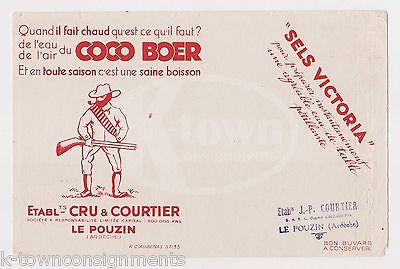 COCO BOER HEALTHY DRINKS VINTAGE INK BLOTTER FRENCH GRAPHIC ADVERTISING CARD - K-townConsignments