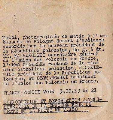 FATHER CEGIELKA POLISH CATHOLIC MISSION PARIS FRANCE WWII ANTIQUE PRESS PHOTO - K-townConsignments