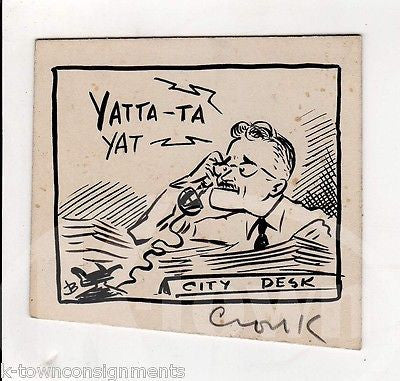 CITY MANAGER COMPLAINT CALLS ORIGINAL INK SKETCH BY WWII ARTIST JACK BRYAN - K-townConsignments