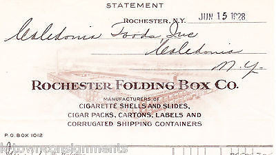 ROCHESTER FOLDING BOX COMPANY CIGARETTES NY ANTIQUE ADVERTISING SALES RECEIPT - K-townConsignments