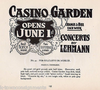 CASINO GARDEN ANTIQUE ART DECO GRAPHIC ADVERTISING SALES SAMPLE PRINT - K-townConsignments