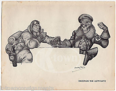 RAF Greeting the Luftwaffe Pilots WWII Anti-German Political Cartoon Print Szyk - K-townConsignments