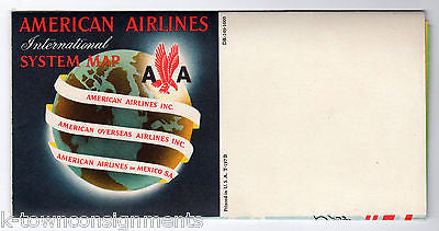 AMERICAN AIRLINES VINTAGE GRAPHIC ADVERTISING FOLD-OUT MAP TRAVEL BORCHURE - K-townConsignments