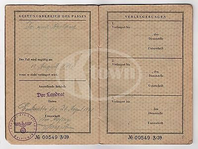 WWII CANCELED GERMAN PASSPORT W/ MANY TRAVEL STAMPS ITALY BERLIN REISEPASS 1939 - K-townConsignments