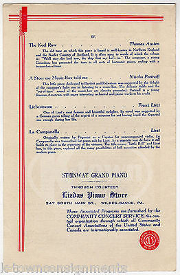 ETHEL BARTLETT RAE ROBERTSON CLASSICAL PIANO NEW YORK COMMUNITY CONCERT PROGRAM - K-townConsignments