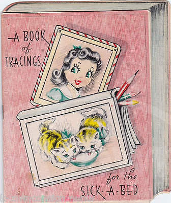 Cute Kittens Puppy & Little Girl Vintage Graphic Art Get Well Greetings Card - K-townConsignments