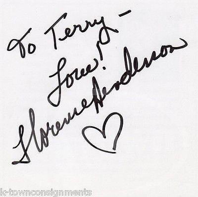 FLORENCE HENDERSON BRADY BUNCH TV & MOVIE ACTRESS VINTAGE AUTOGRAPH SIGNED CARD - K-townConsignments