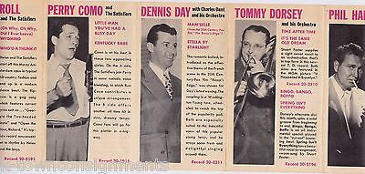 PERRY COMO HELEN CARROLL TOMMY DORSEY VINTAGE RCA VICTOR ADVERTISING FLYER - K-townConsignments