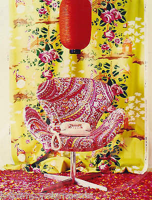 FUNKY PRINT RED CHAIR & ROTARY PHONE LIVING ROOM DECOR VINTAGE PHOTO NEGATIVE - K-townConsignments