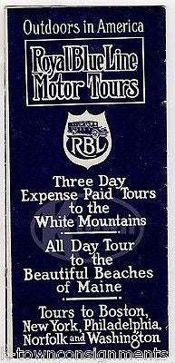 PORTLAND ME NEW ENGLAND ROYAL BLUE LINE TRAIN VINTAGE MOTOR TOURS BROCHURE - K-townConsignments