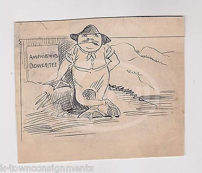 AMPHIBIOUS DENVERITES FROG MAN ORIGINAL POLITICAL CARTOON ANTIQUE INK SKETCH - K-townConsignments