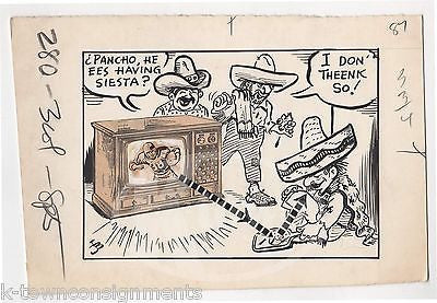 MEXICAN AMERICAN FOOTBALL NFL SIESTA HUMOR ORIGINAL SIGNED NEWS CARTOON SKETCH - K-townConsignments