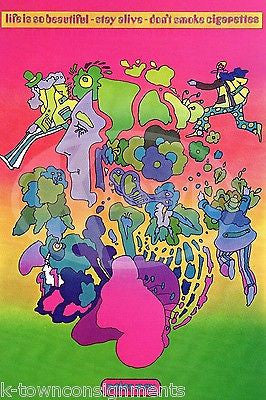 LIFE IS SO BEAUTIFUL ANTI-CIGARETTES VINTAGE PETER MAX GRAPHIC ART POSTER PRINT - K-townConsignments