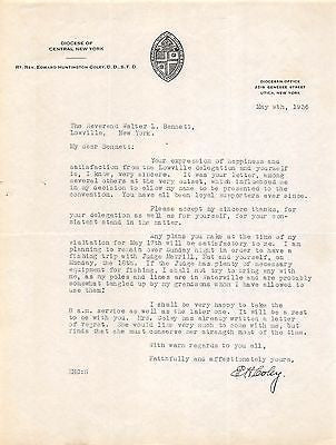 EDWARD HUNTINGTON CONLEY EPISCOPAL BISHOP NEW YORK AUTOGRAPH SIGNED LETTER 1936 - K-townConsignments