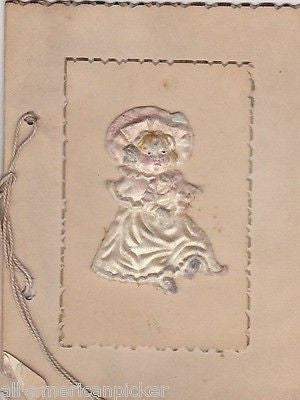 CUTE DOLLY TRINKET PASTED ON COVER ANTIQUE BOSTON GRADUATION DANCE CARD 1885 - K-townConsignments