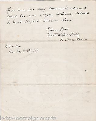 DAVID WELLS EARLY AMERICAN ECONOMIST ANTIQUE AUTOGRAPH SIGNED FREE TRADE LETTER - K-townConsignments