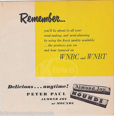 MOUNDS ALMOND JOY PETER PAUL CANDY BARS VINTAGE GRAPHIC ADVERTISING POSTER FLYER - K-townConsignments