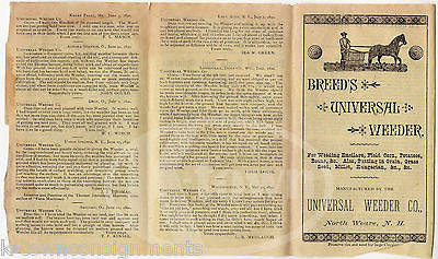 BREED'S UNIVERSAL WEEDER CULTIVATOR WEARE NH ANTIQUE ADVERTISING FLYERS LOT 1891 - K-townConsignments