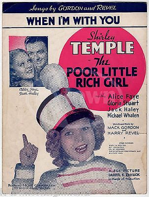 SHIRLEY TEMPLE POOR LITTLE RICH GIRL DARRYL ZANUCK MOVIE ANTIQUE SHEET MUSIC - K-townConsignments